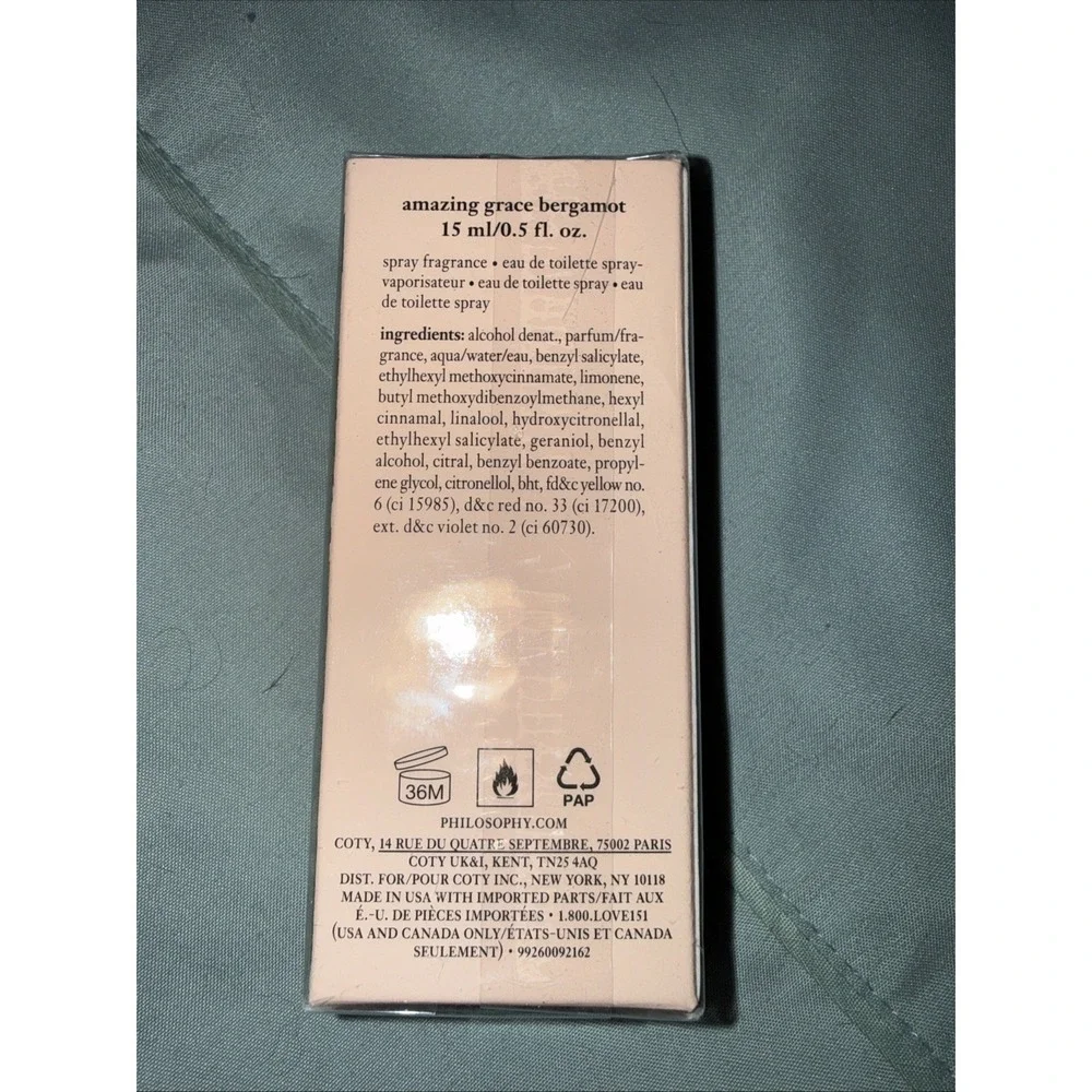 Philosophy Amazing Grace Bergamot Eau de Eoilette .5 Fl‎ oz Spray New In Box